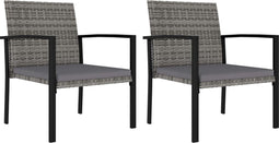 vidaXL - Tuinstoelen - 2 - st - poly - rattan - grijs