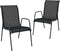 vidaXL - Tuinstoelen - 2 - st - staal - en - textileen - zwart