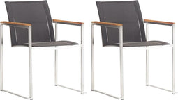 vidaXL - Tuinstoelen - 2 - st - textileen - en - roestvrij - staal - grijs
