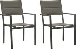 vidaXL - Tuinstoelen - 2 - st - textileen - en - staal - grijs - en - antracietkleurig