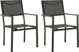 vidaXL - Tuinstoelen - 2 - st - textileen - en - staal - zwart - en - antracietkleurig