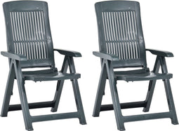 vidaXL - Tuinstoelen - 2 - st - verstelbaar - kunststof - groen
