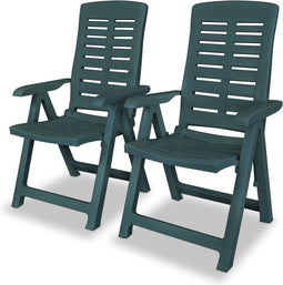 vidaXL - Tuinstoelen - 2 - st - verstelbaar - kunststof - groen