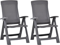 vidaXL - Tuinstoelen - 2 - st - verstelbaar - kunststof - mokka