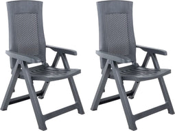 vidaXL - Tuinstoelen - 2 - st - verstelbaar - kunststof - antracietkleurig