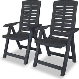 vidaXL - Tuinstoelen - 2 - st - verstelbaar - kunststof - antracietkleurig