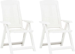 vidaXL - Tuinstoelen - 2 - st - verstelbaar - kunststof - wit