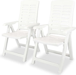 vidaXL - Tuinstoelen - 2 - st - verstelbaar - kunststof - wit