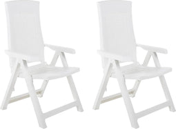 vidaXL - Tuinstoelen - 2 - st - verstelbaar - kunststof - wit