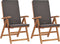 vidaXL - Tuinstoelen - 2 - st - verstelbaar - kussens - verstelbaar - teakhout - grijs