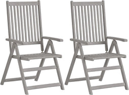vidaXL - Tuinstoelen - 2 - st - verstelbaar - massief - acaciahout - grijs