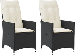 vidaXL - Tuinstoelen - 2 - st - verstelbaar - met - kussens - poly - rattan - zwart