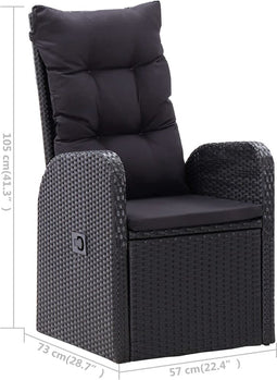 vidaXL - Tuinstoelen - 2 - st - verstelbaar - met - kussens - poly - rattan - zwart