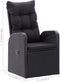 vidaXL - Tuinstoelen - 2 - st - verstelbaar - met - kussens - poly - rattan - zwart