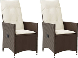 vidaXL - Tuinstoelen - 2 - st - verstelbaar - met - kussens - poly - rattan - bruin