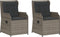 vidaXL - Tuinstoelen - 2 - st - verstelbaar - met - kussens - poly - rattan - grijs