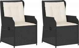 vidaXL - Tuinstoelen - 2 - st - verstelbaar - met - kussens - poly - rattan - zwart