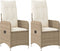 vidaXL - Tuinstoelen - 2 - st - verstelbaar - met - kussens - poly - rattan - beige