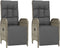 vidaXL - Tuinstoelen - 2 - st - verstelbaar - met - kussens - poly - rattan - grijs