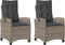 vidaXL - Tuinstoelen - 2 - st - verstelbaar - met - kussens - poly - rattan - grijs