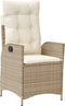vidaXL - Tuinstoelen - 2 - st - verstelbaar - met - kussens - poly - rattan - beige