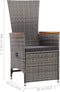 vidaXL - Tuinstoelen - 2 - st - verstelbaar - met - kussens - poly - rattan - grijs