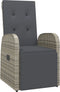 vidaXL - Tuinstoelen - 2 - st - verstelbaar - met - kussens - poly - rattan - grijs