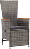 vidaXL - Tuinstoelen - 2 - st - verstelbaar - met - kussens - poly - rattan - grijs