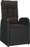 vidaXL - Tuinstoelen - 2 - st - verstelbaar - met - kussens - poly - rattan - zwart