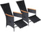 vidaXL - Tuinstoelen - 2 - st - verstelbaar - met - kussens - poly - rattan - zwart