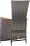 vidaXL - Tuinstoelen - 2 - st - verstelbaar - met - kussens - poly - rattan - grijs