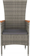 vidaXL - Tuinstoelen - 2 - st - verstelbaar - met - kussens - poly - rattan - grijs