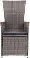 vidaXL - Tuinstoelen - 2 - st - verstelbaar - met - kussens - poly - rattan - grijs