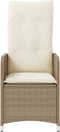 vidaXL - Tuinstoelen - 2 - st - verstelbaar - met - kussens - poly - rattan - beige