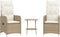 vidaXL - Tuinstoelen - 2 - st - verstelbaar - met - tafel - poly - rattan - beige