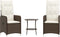 vidaXL - Tuinstoelen - 2 - st - verstelbaar - met - tafel - poly - rattan - bruin