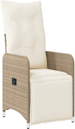 vidaXL - Tuinstoelen - 2 - st - verstelbaar - met - tafel - poly - rattan - beige