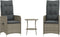 vidaXL - Tuinstoelen - 2 - st - verstelbaar - met - tafel - poly - rattan - grijs