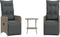 vidaXL - Tuinstoelen - 2 - st - verstelbaar - met - tafel - poly - rattan - grijs