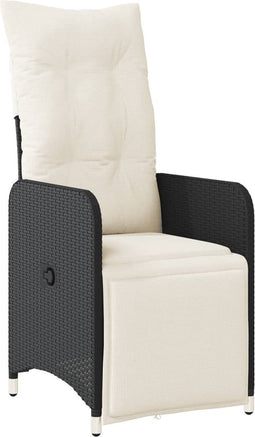 vidaXL - Tuinstoelen - 2 - st - verstelbaar - met - tafel - poly - rattan - zwart