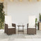vidaXL - Tuinstoelen - 2 - st - verstelbaar - met - tafel - poly - rattan - bruin