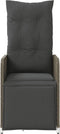 vidaXL - Tuinstoelen - 2 - st - verstelbaar - met - tafel - poly - rattan - grijs