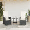vidaXL - Tuinstoelen - 2 - st - verstelbaar - met - tafel - poly - rattan - zwart