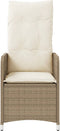 vidaXL - Tuinstoelen - 2 - st - verstelbaar - met - tafel - poly - rattan - beige
