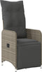 vidaXL - Tuinstoelen - 2 - st - verstelbaar - met - tafel - poly - rattan - grijs