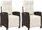 vidaXL - Tuinstoelen - 2 - st - verstelbaar - met - voetensteun - poly - rattan - bruin