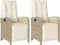 vidaXL - Tuinstoelen - 2 - st - verstelbaar - met - voetensteun - poly - rattan - beige