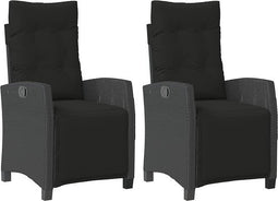 vidaXL - Tuinstoelen - 2 - st - verstelbaar - met - voetensteun - poly - rattan - zwart