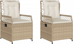vidaXL - Tuinstoelen - 2 - st - verstelbaar - poly - rattan - beige