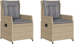 vidaXL - Tuinstoelen - 2 - st - verstelbaar - poly - rattan - beige